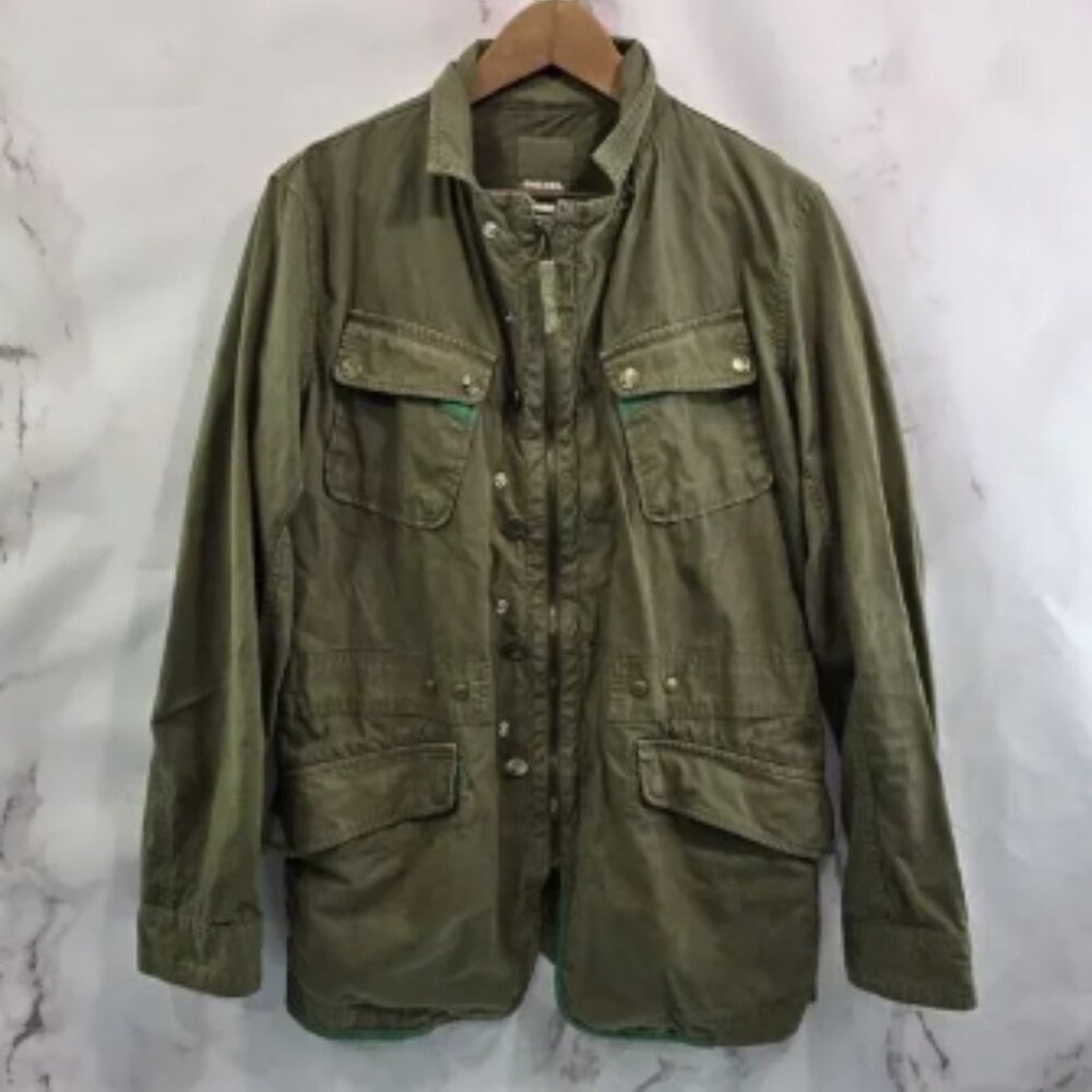 Diesel Jacket Mens Medium Green Zip Moto Zip Mock Field Military Army Utility